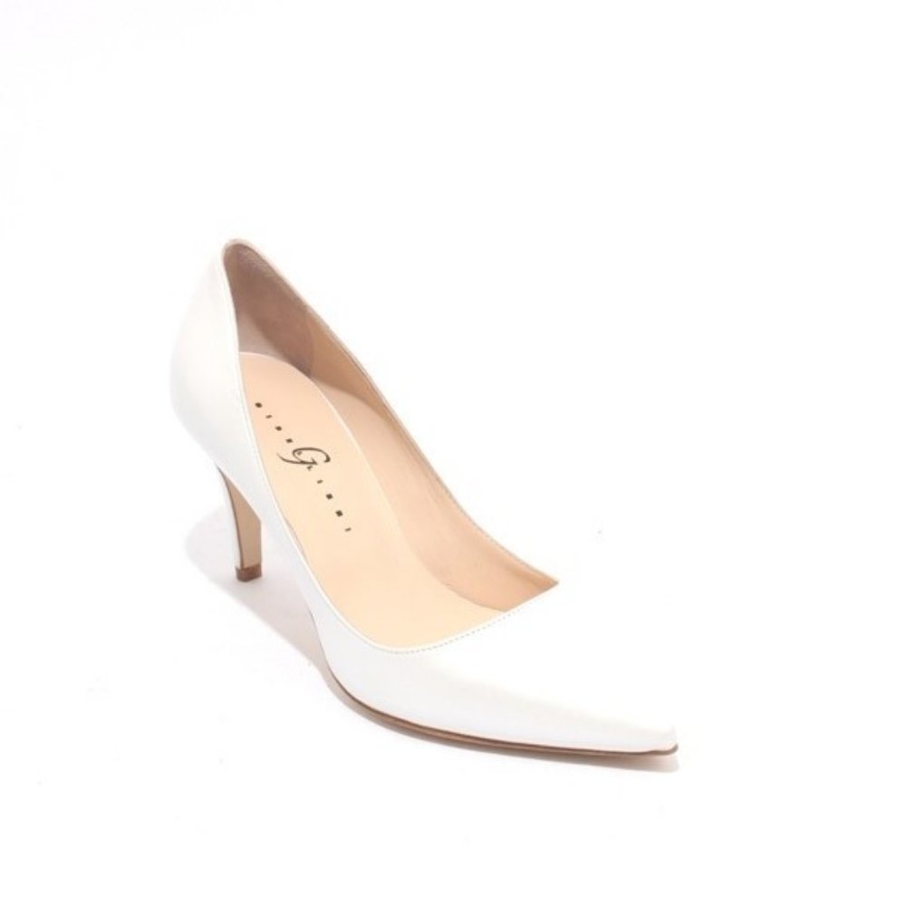 ITALIAN White Leather Pointy Heel Classics Pumps